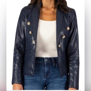 KUT FROM THE KLOTH Ciana
Faux Leather Open Blazer in Navy